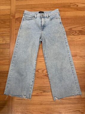 Banana Republic Light Blue Wide Leg Frayed Hem Jeans
